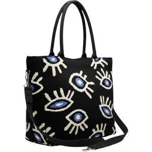 America And Beyond Whimsical Evil Eye Tote Black NWT